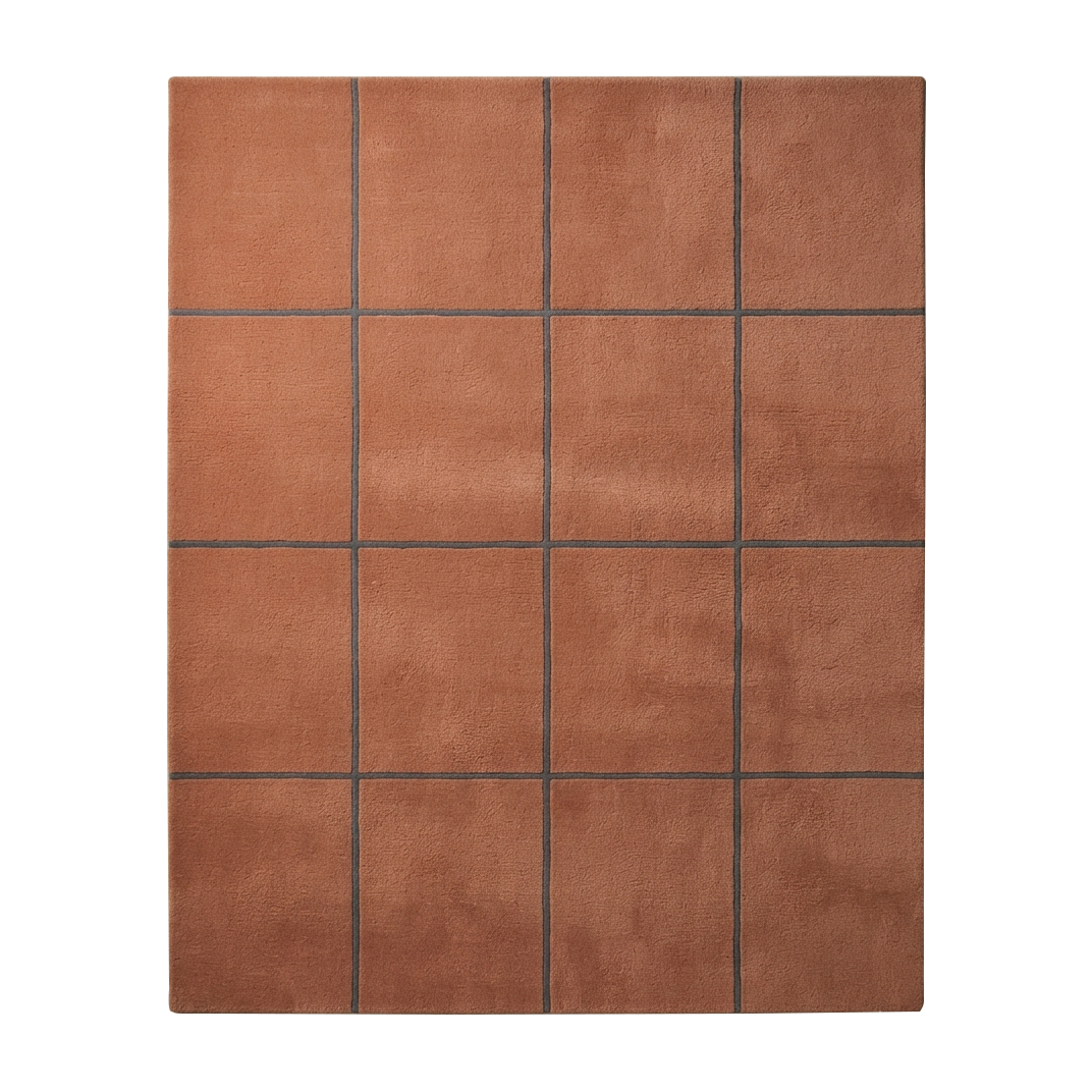 Rust Geometric Hand-Tufted Wool Rug
