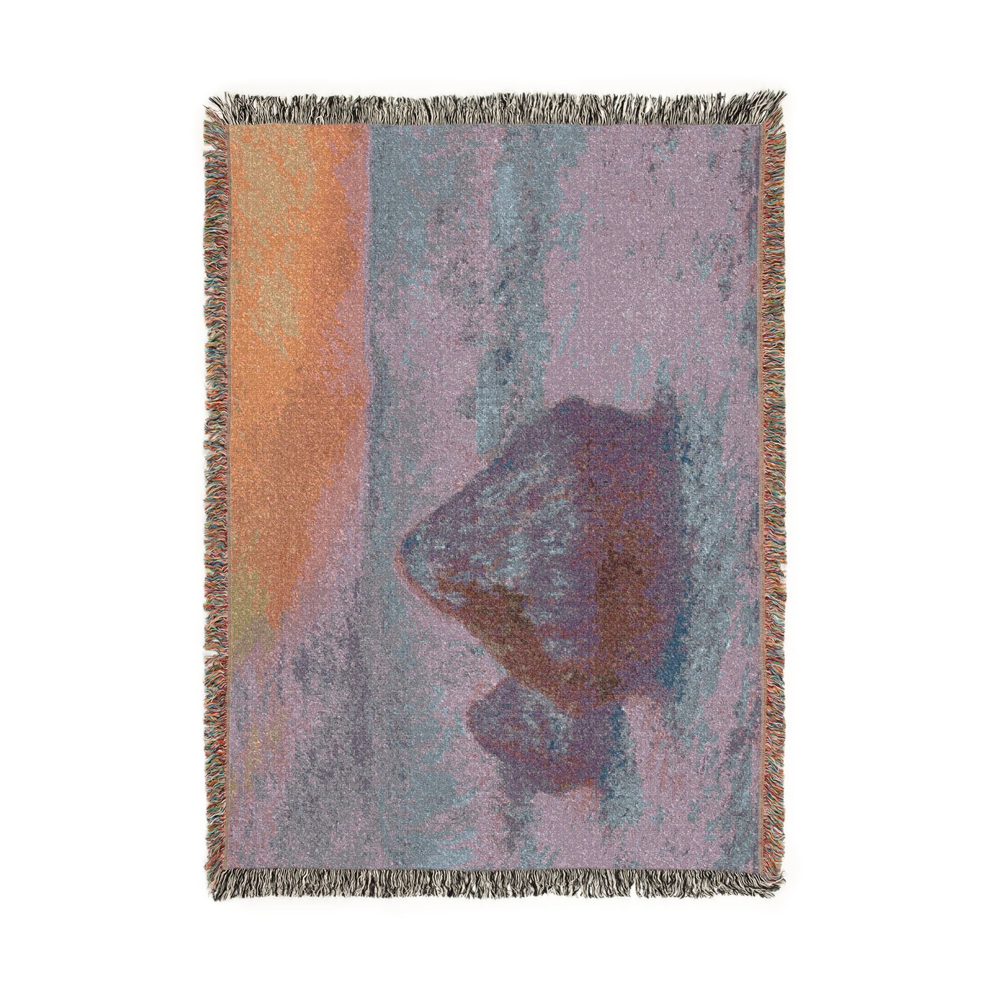 Claude Monet - Stacks of Wheat (Sunset, Snow Effect) | Woven Tapestry Blanket