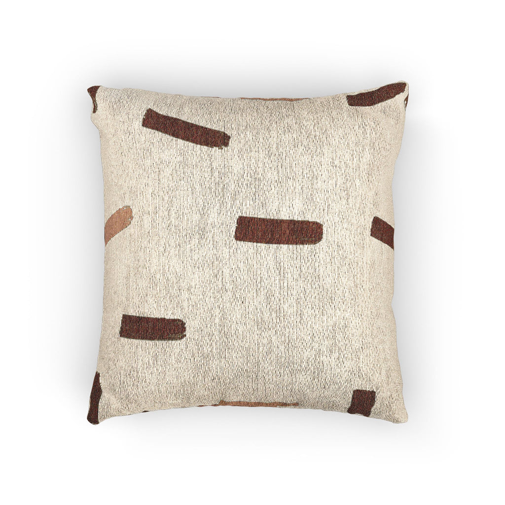 Ochre Brush Marks Woven Pillow
