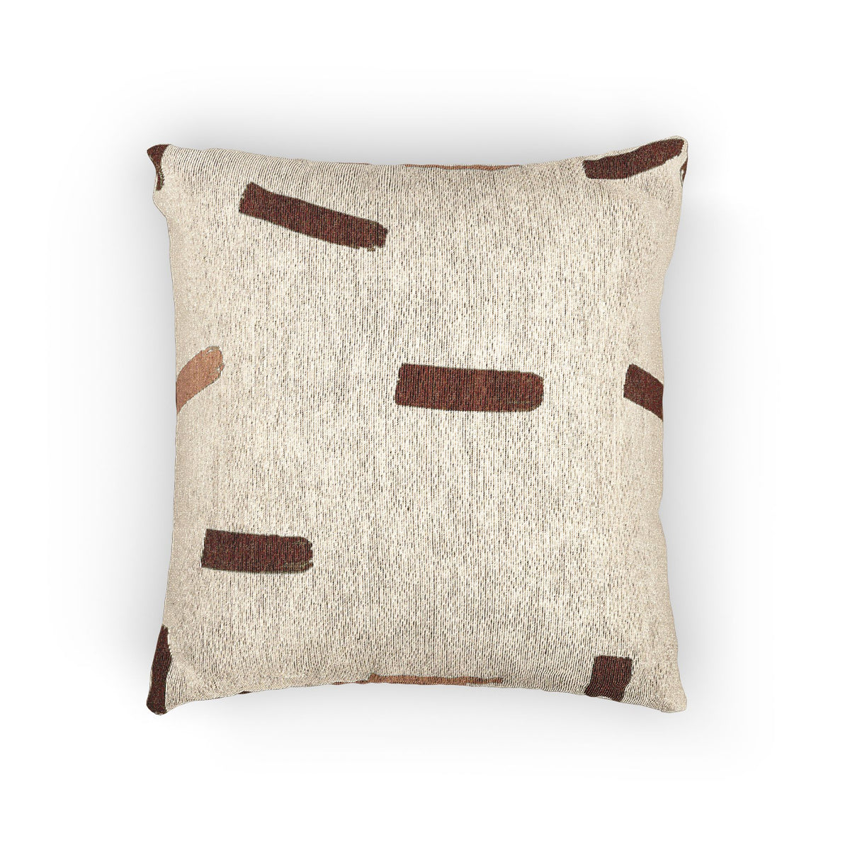 Ochre Brush Marks Woven Pillow