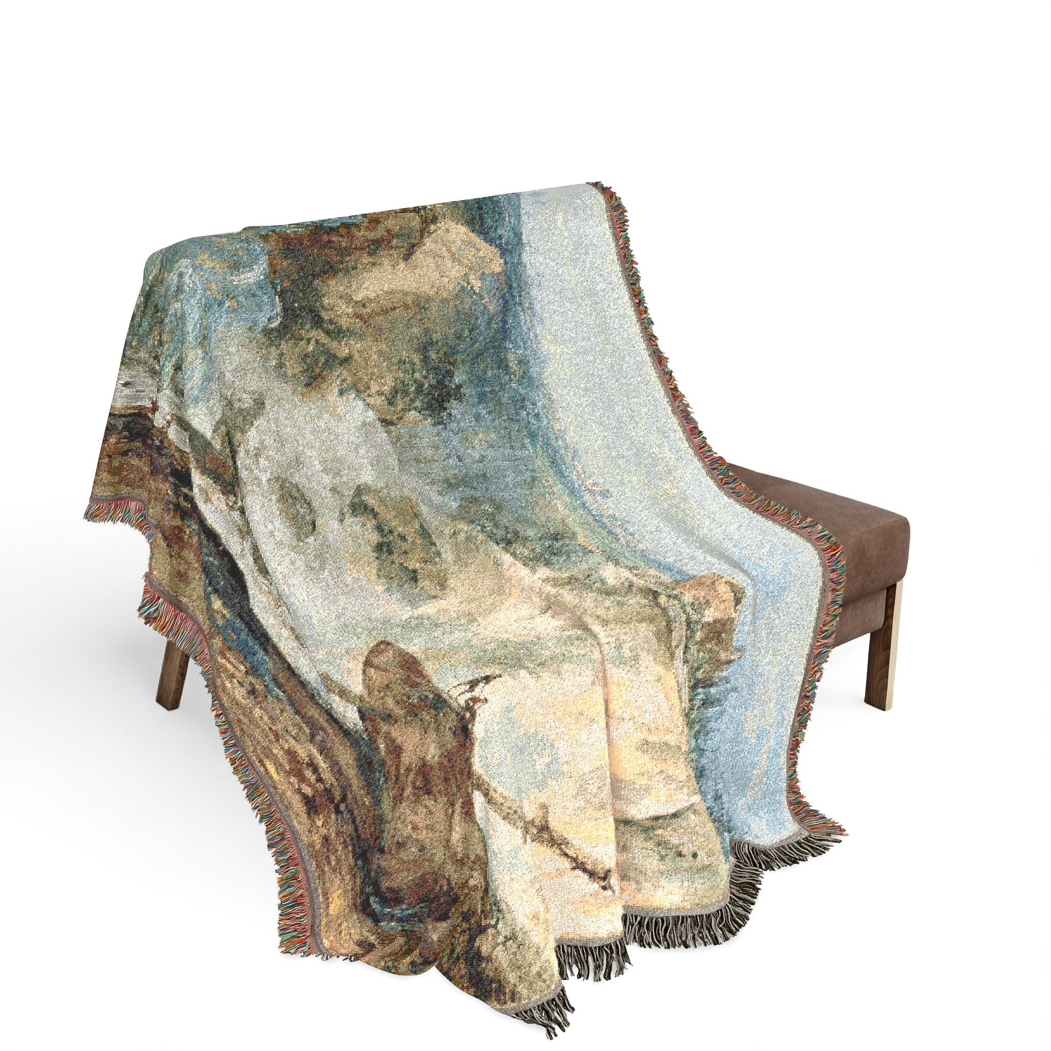 Waterfall Louis Gabriel Moreau Tapestry Blanket