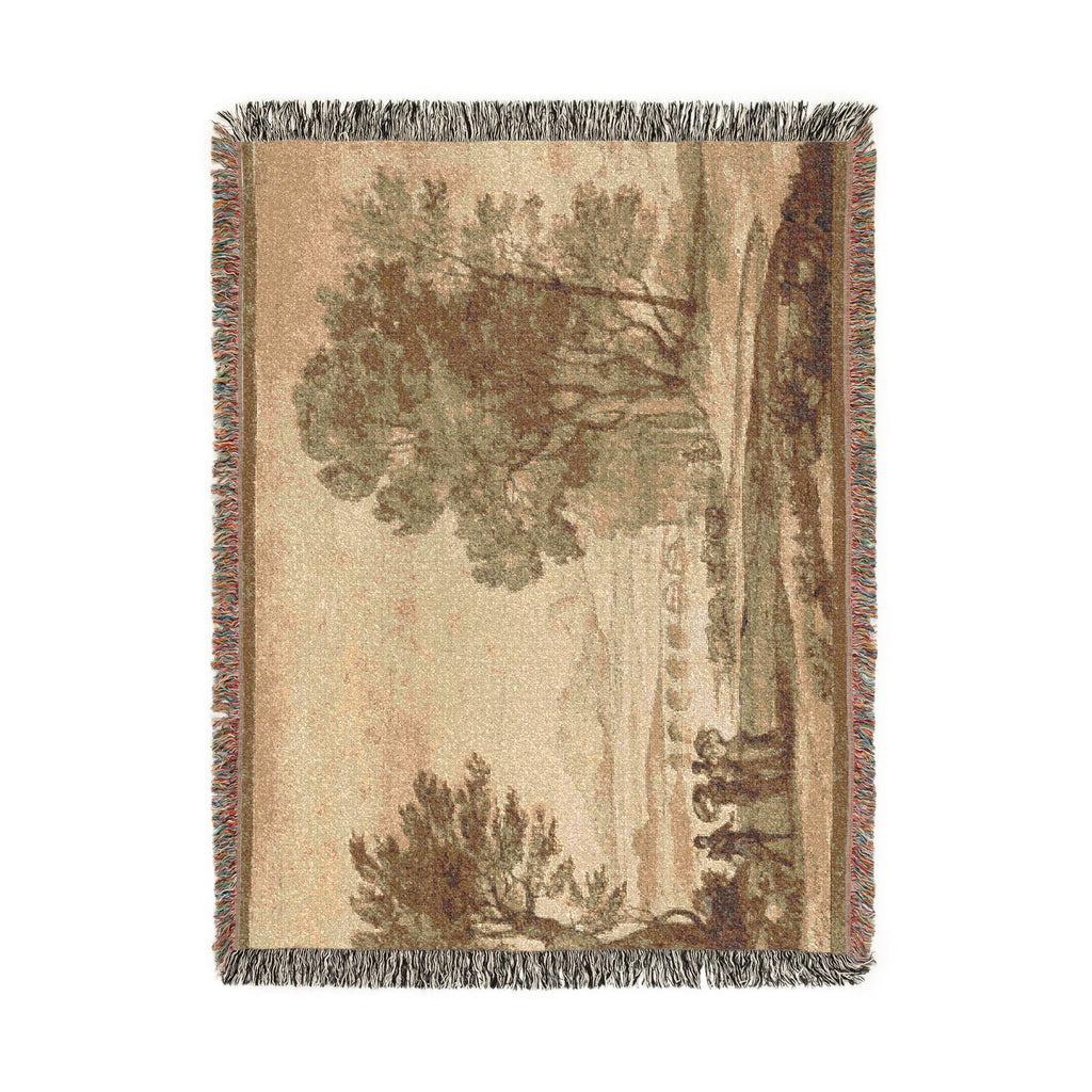 Claude Lorrain - A Wooded River Landscape with Jacob, Laban, and His Daughters | Woven Tapestry Blanket