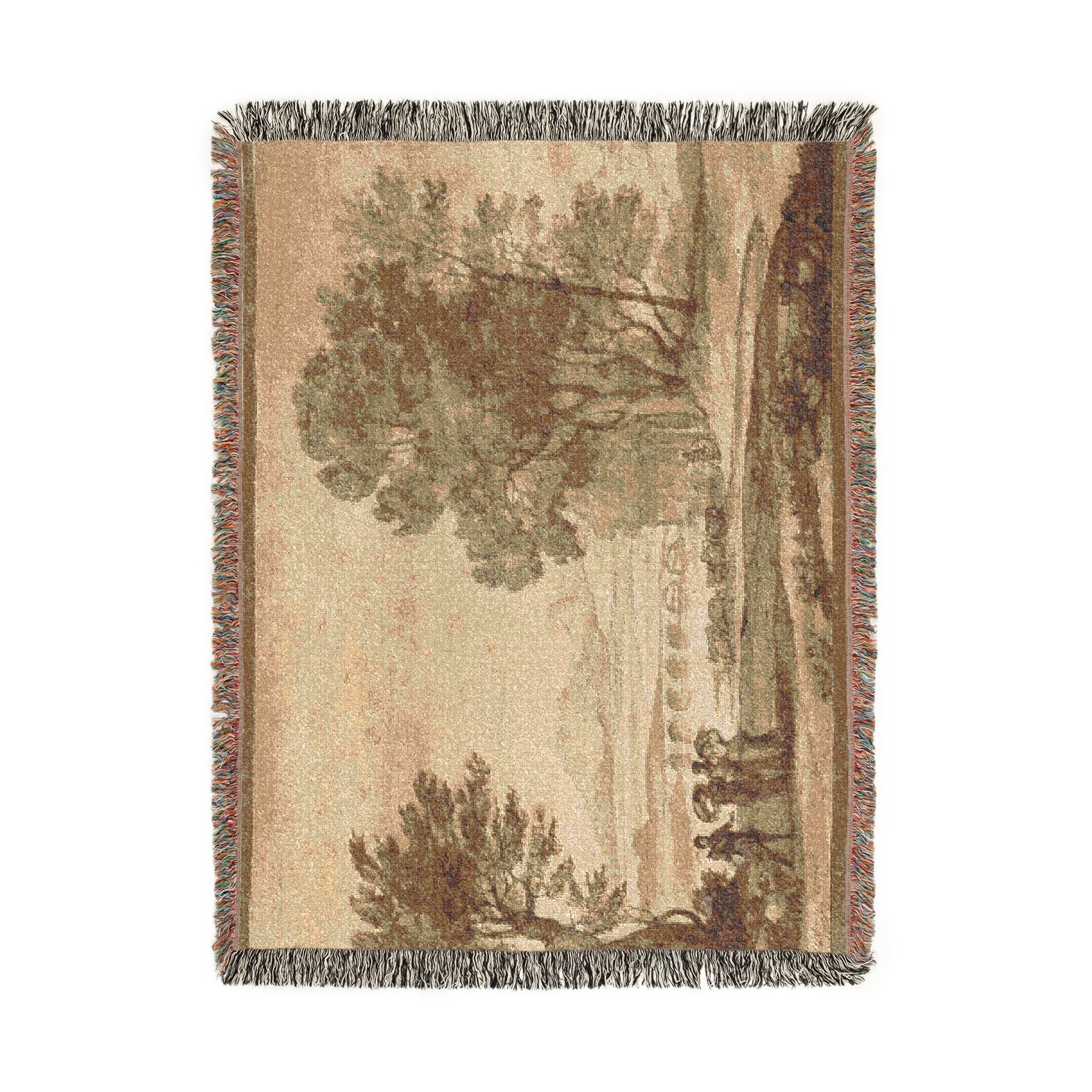 Claude Lorrain - A Wooded River Landscape with Jacob, Laban, and His Daughters | Woven Tapestry Blanket