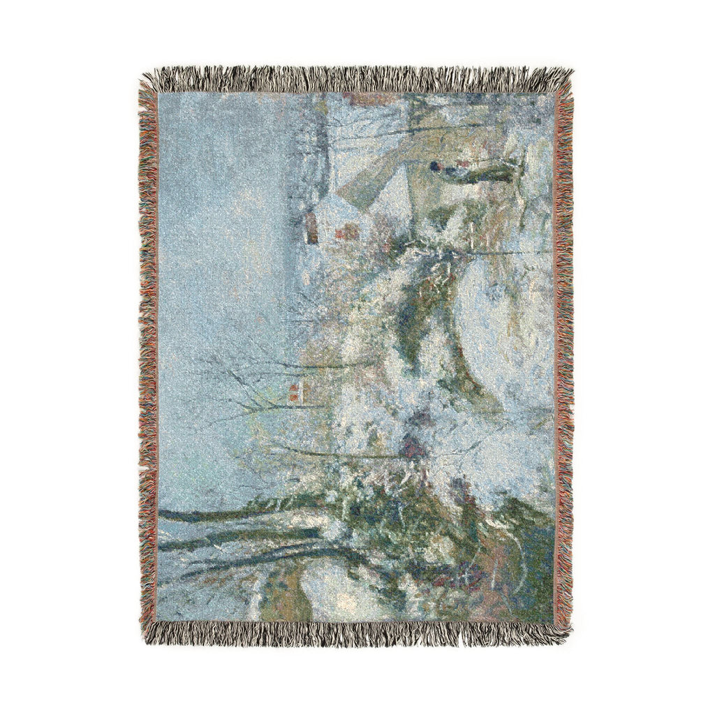 Camille Pissarro - Rabbit Warren at Pontoise, Snow | Woven Tapestry Blanket