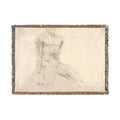John Singer Sargent - Seated Male Nude with Extended Leg (recto); Sketch of Kneeling Male Nude and Divided Circle (verso | Woven Tapestry Blanket