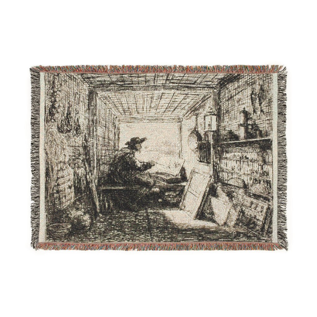 Charles François Daubigny - The Boat Studio, from The Boat Trip | Woven Tapestry Blanket