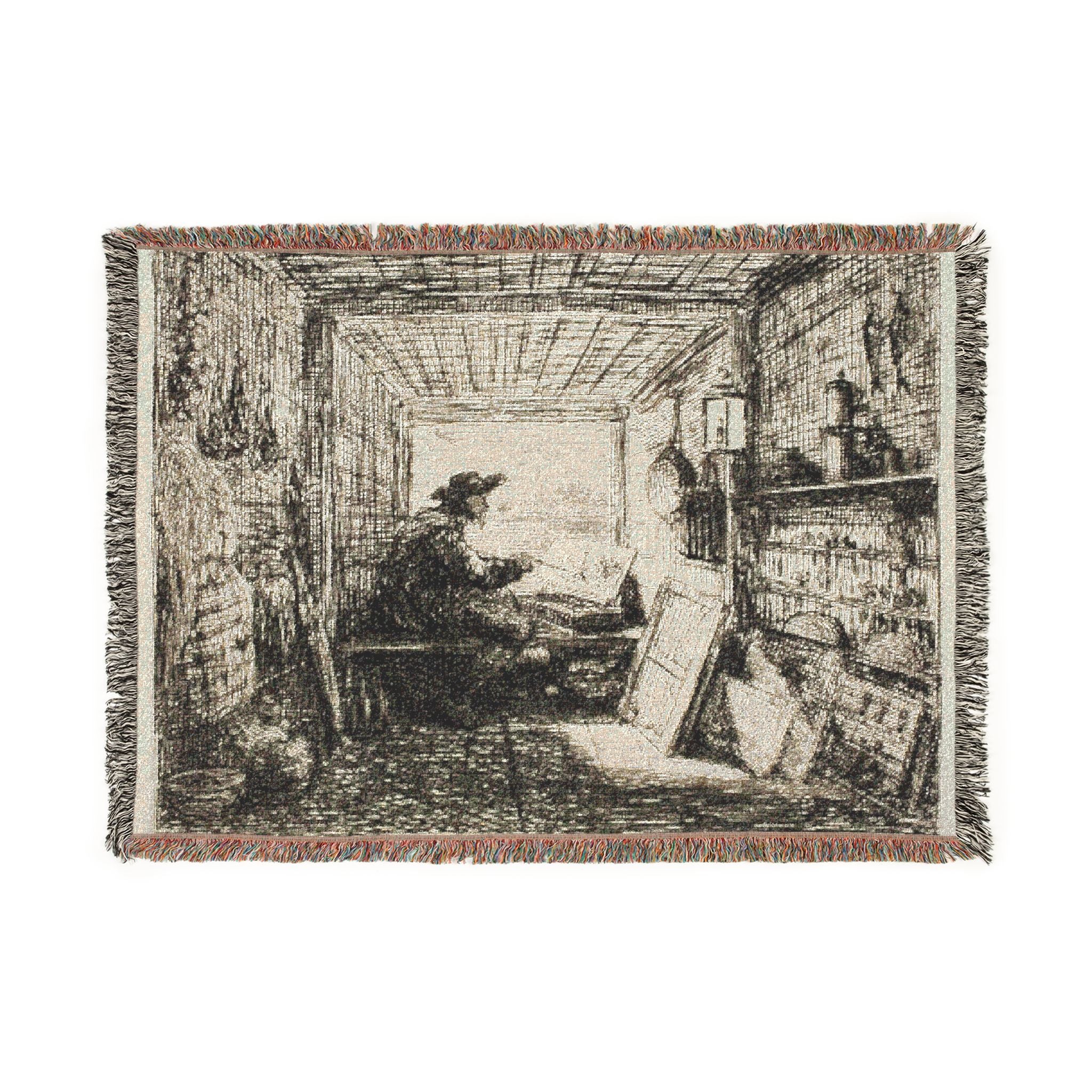 Charles François Daubigny - The Boat Studio, from The Boat Trip | Woven Tapestry Blanket