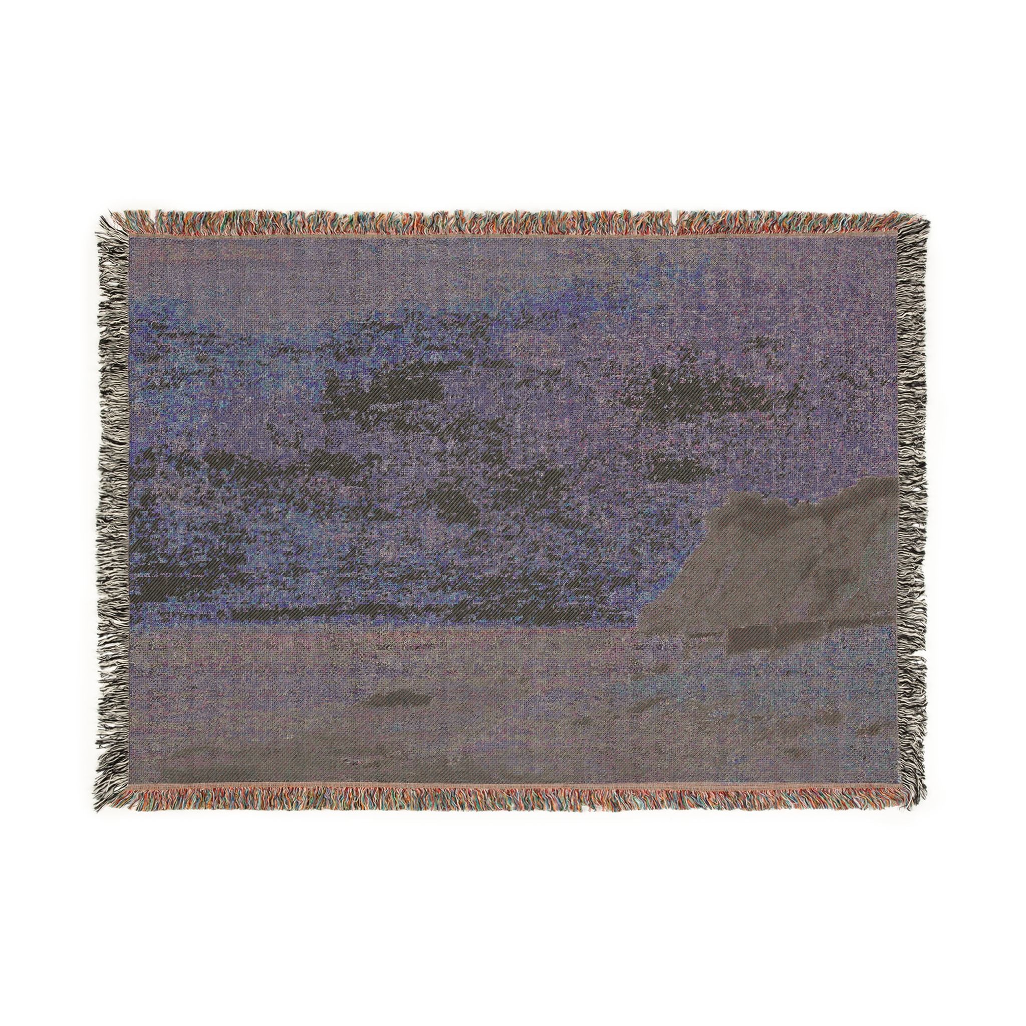 Gustave Courbet - Cliffs on the Sea Coast Small Beach, Sunrise (Falaise au bord de la mer, vu Petite Plage, soleil levan | Woven Tapestry Blanket