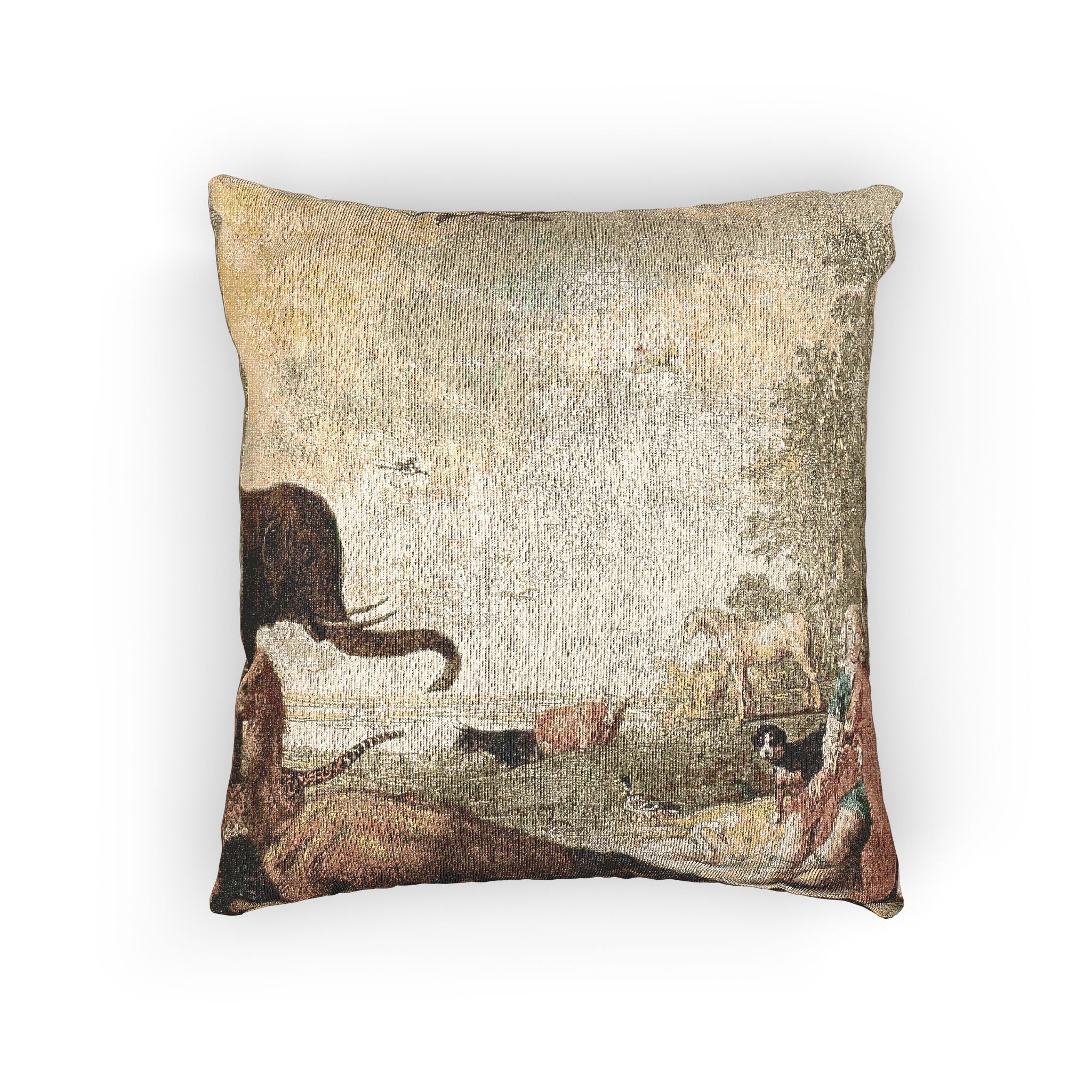 Dessau, Anhaltische Gemäldegalerie, Aelbert Jacobsz. Cuyp, Orpheus und die Tiere | Woven Pillow