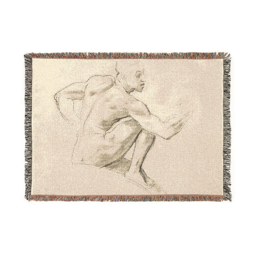 John Singer Sargent - Seated Male Nude | Woven Tapestry Blanket