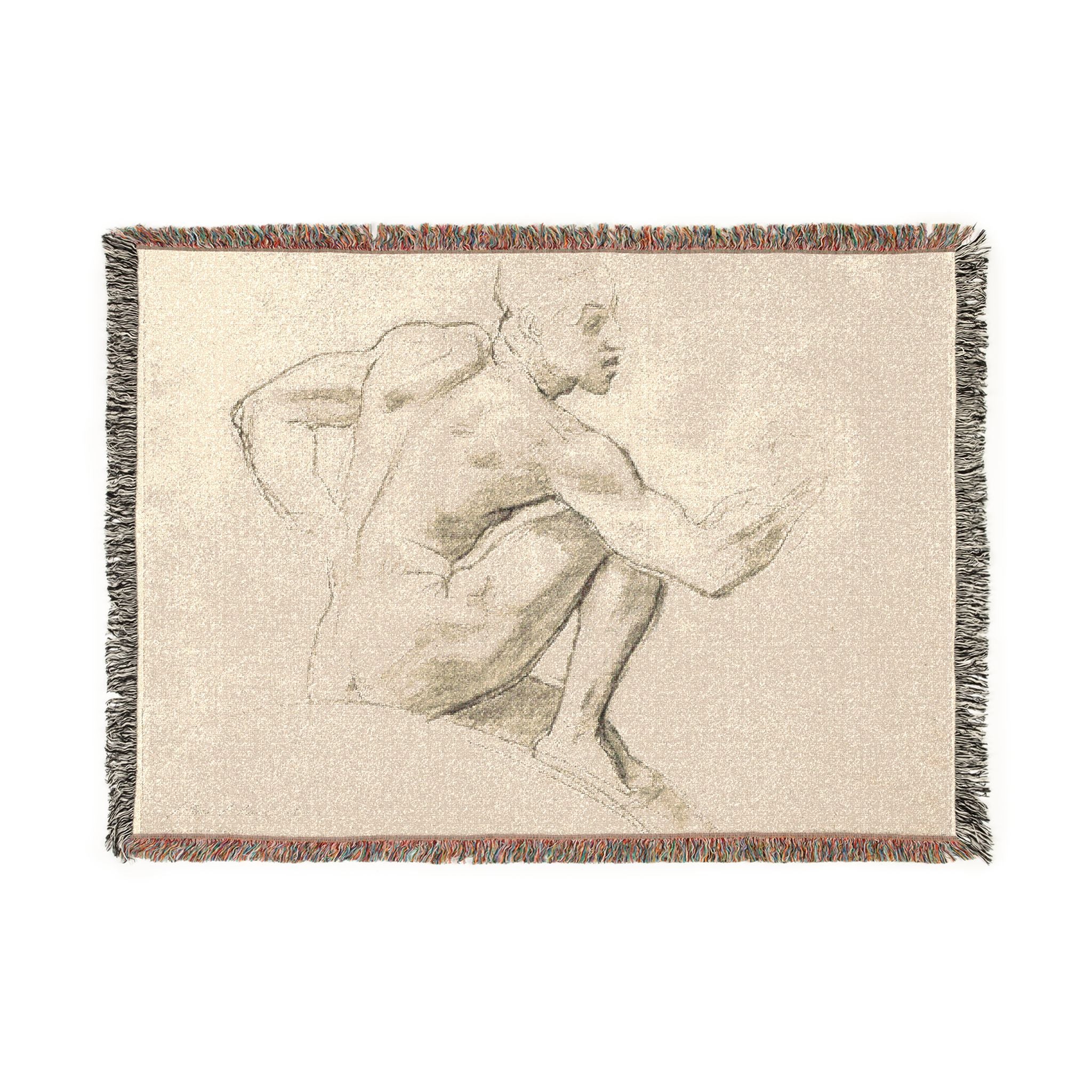 John Singer Sargent - Seated Male Nude | Woven Tapestry Blanket