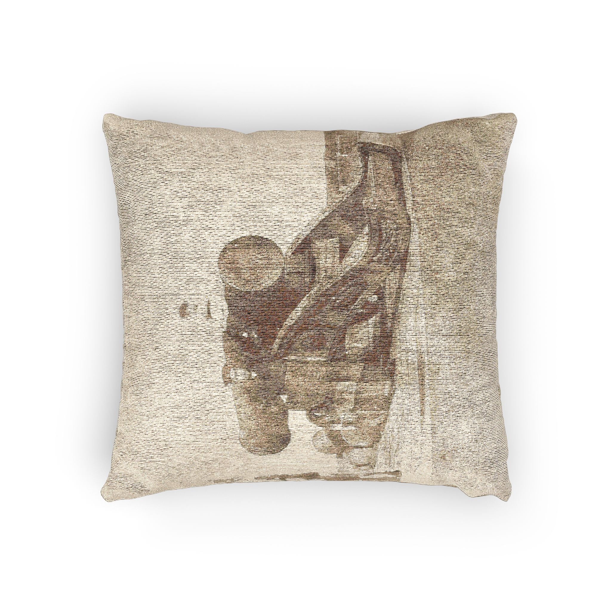 David Octavius Hill - The cannon 'Mons Meg' at Edinburgh Castle, and a private in the 2nd battalion of Royal Scots who g | Woven Pillow