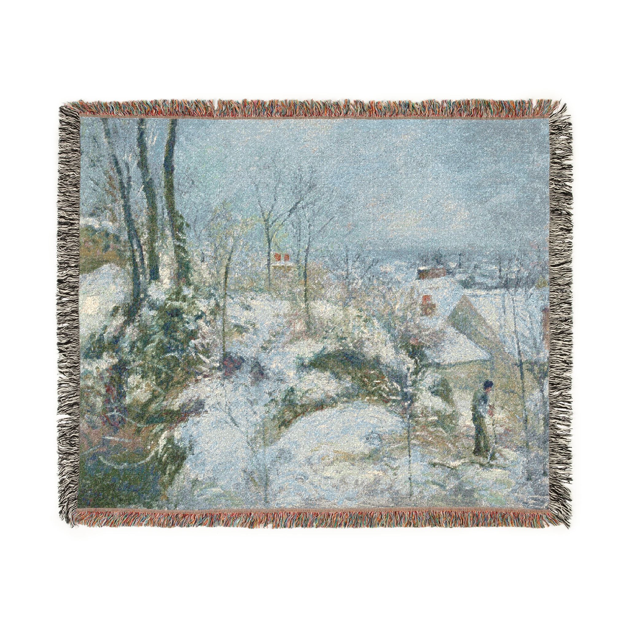 Rabbit Warren at Pontoise, Snow Camille Pissarro Tapestry Blanket