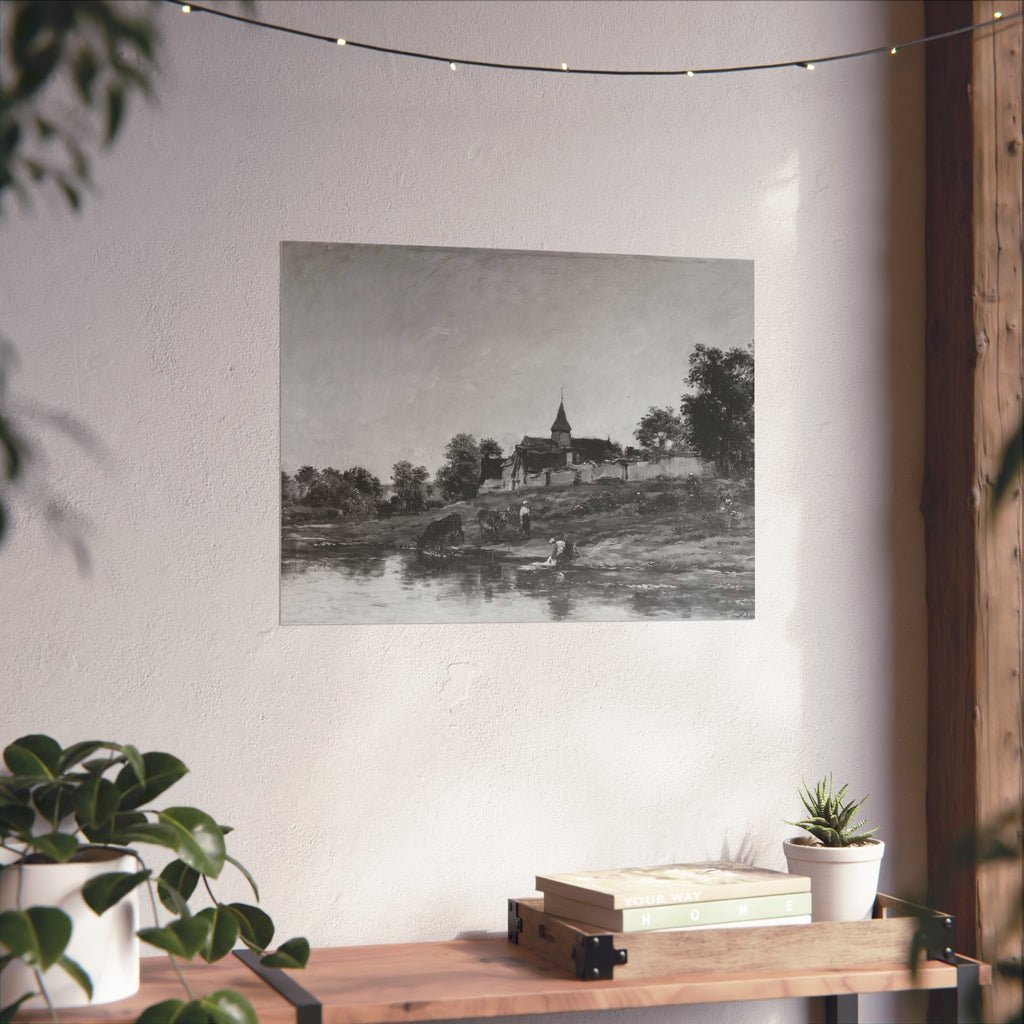 Charles François Daubigny - On the Bank of the Seine at Portejoie | Fine Art Poster
