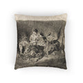 Eugène Delacroix - Faust and Mephistopheles Galloping Through the Night of the Witches' Sabbath | Woven Pillow