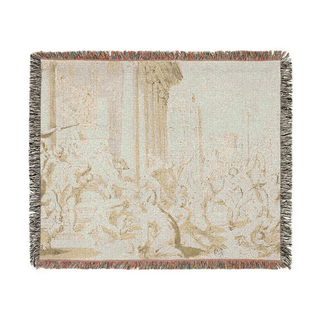School of Nicolas Poussin - Massacre of the Innocents (recto); Figure Sketches (verso) | Woven Tapestry Blanket