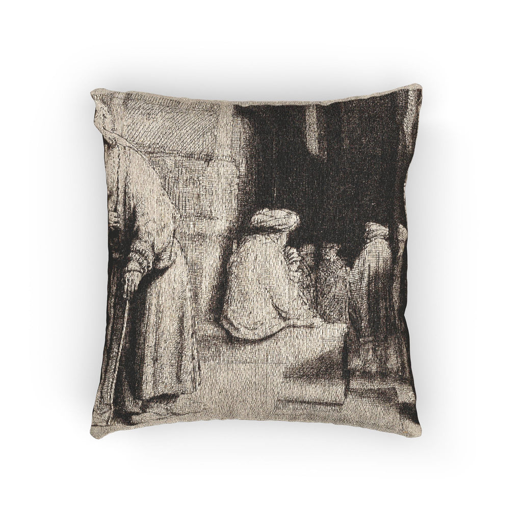 Rembrandt van Rijn - Jews in the Synagogue | Woven Pillow