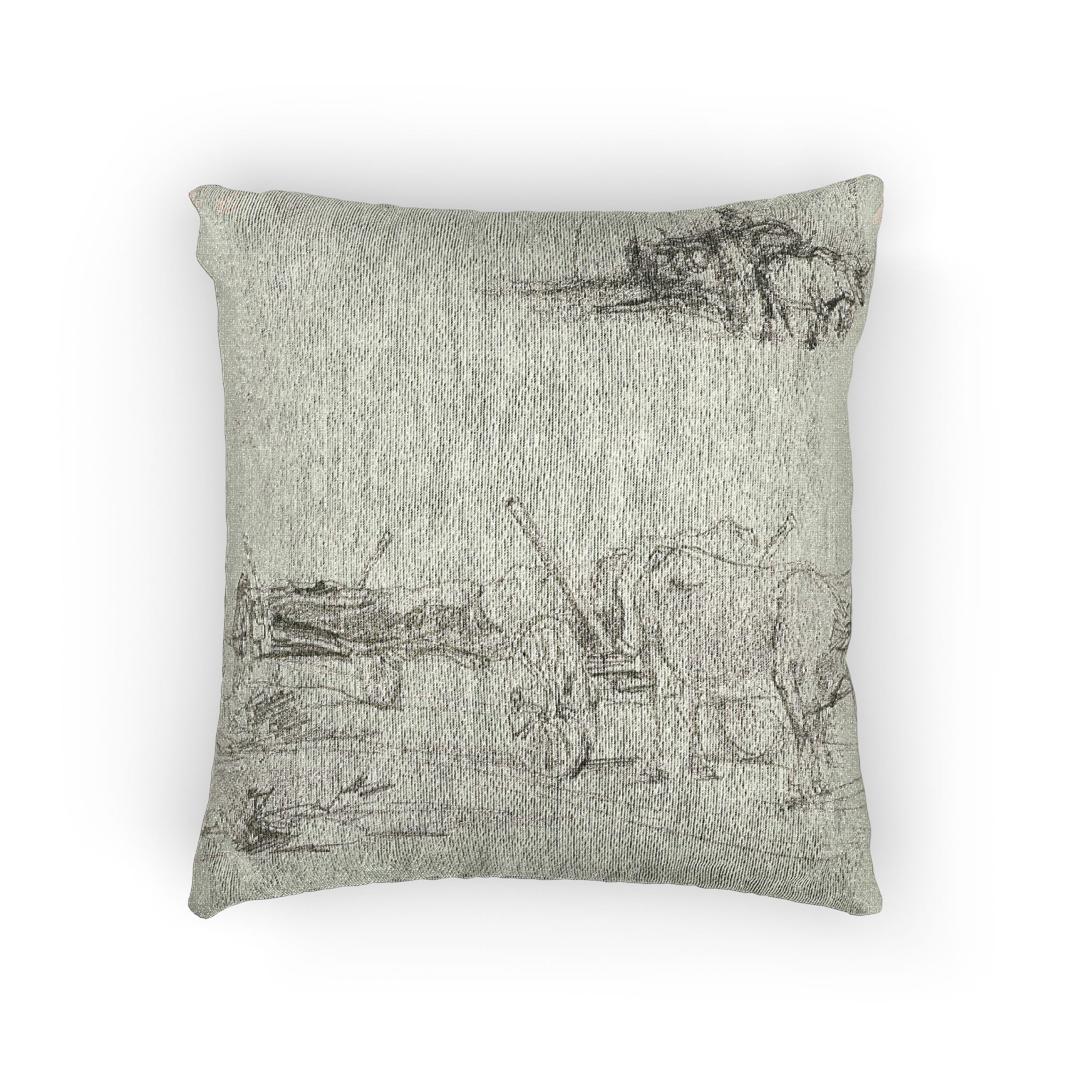 Charles François Daubigny - Two Sketches of Oxen Hauling a Log | Woven Pillow