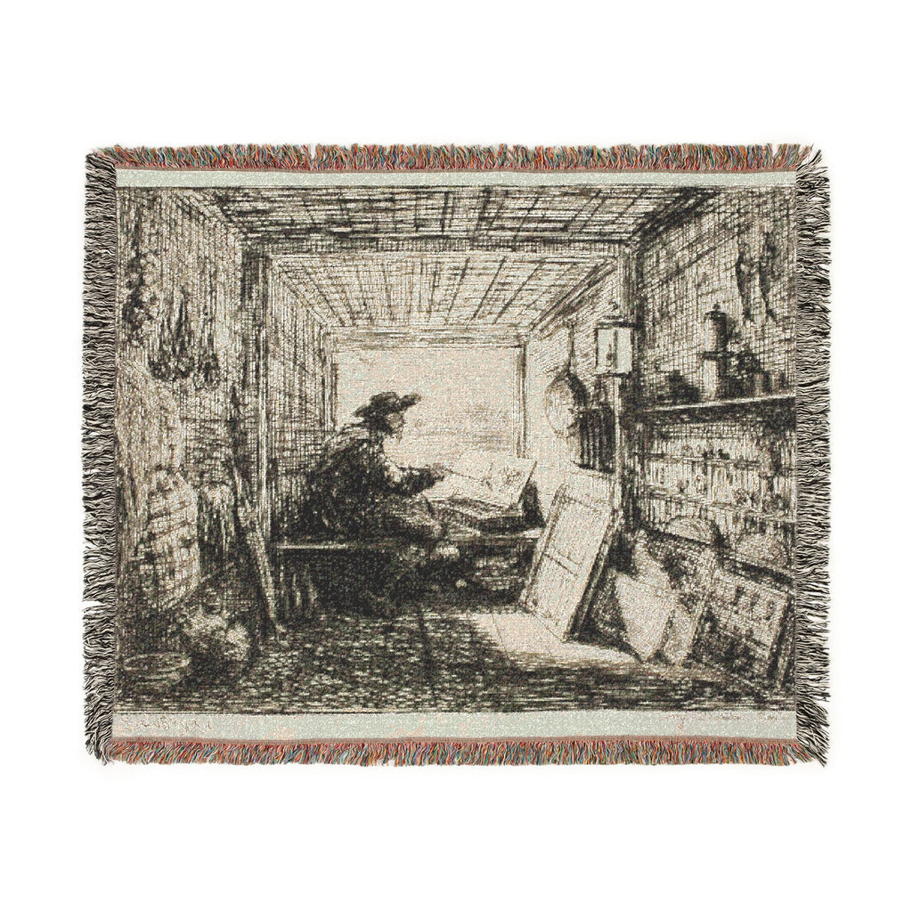 Charles François Daubigny - The Boat Studio, from The Boat Trip | Woven Tapestry Blanket
