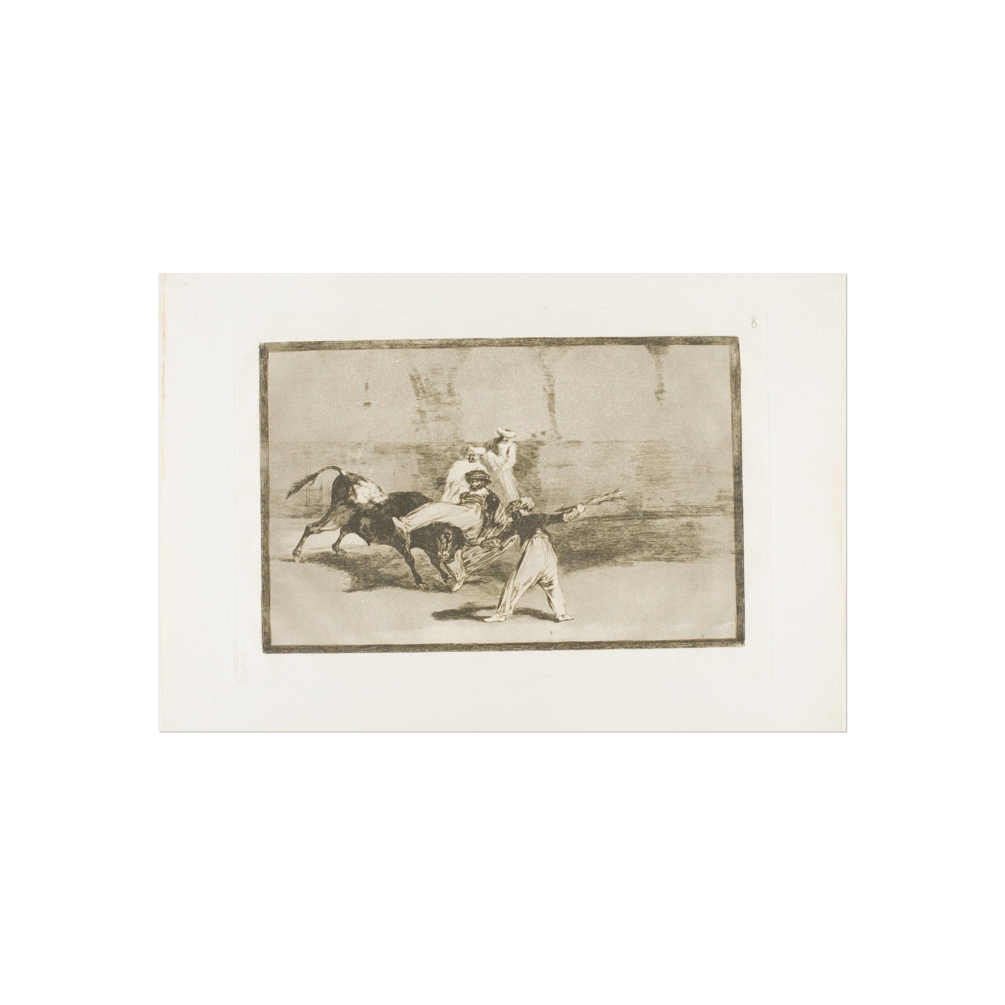 Francisco José de Goya y Lucientes - A Moor Caught by the Bull in the Ring, plate 8 from The Art of Bullfighting | Fine Art Poster