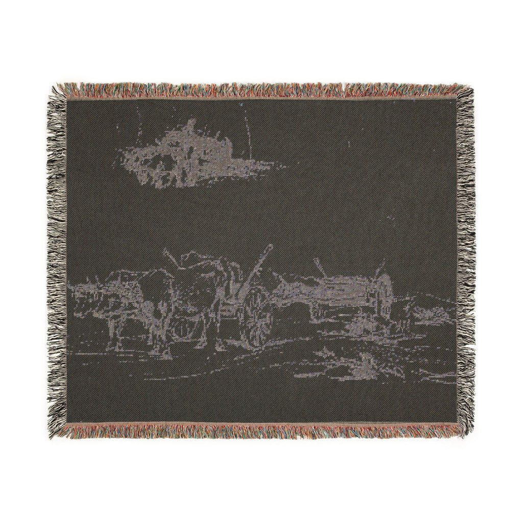 Charles François Daubigny - Two Sketches of Oxen Hauling a Log | Woven Tapestry Blanket