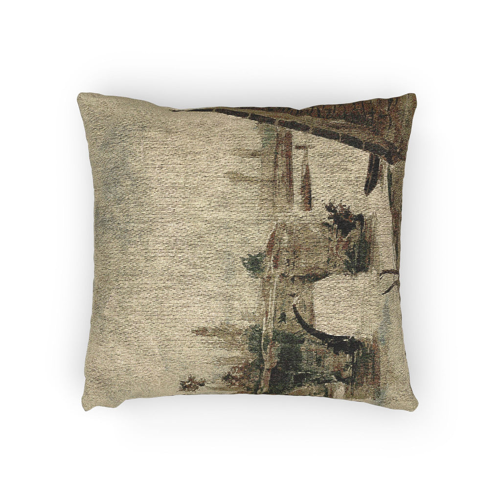 Eugène Delacroix - The Old Bridge at Mantes | Woven Pillow