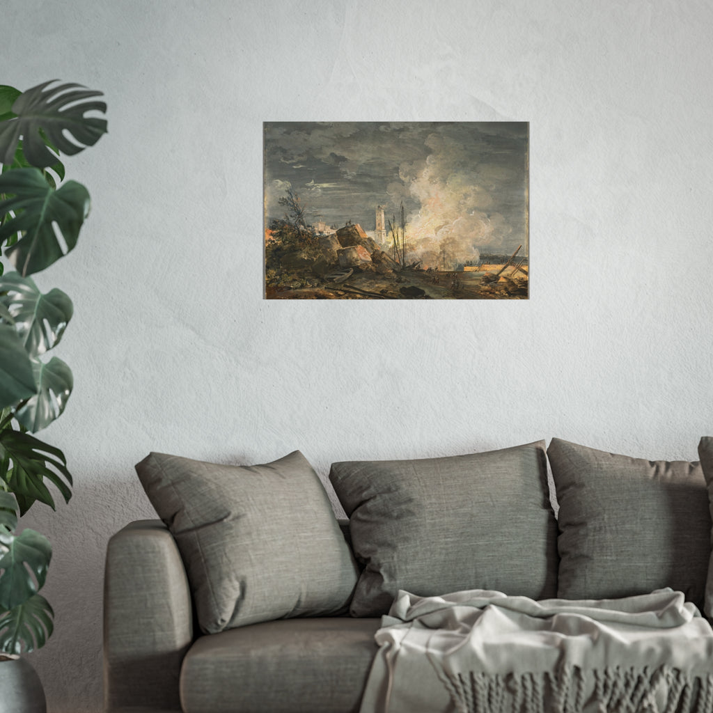 Louis Gabriel Moreau - Fire in the Port | Fine Art Poster