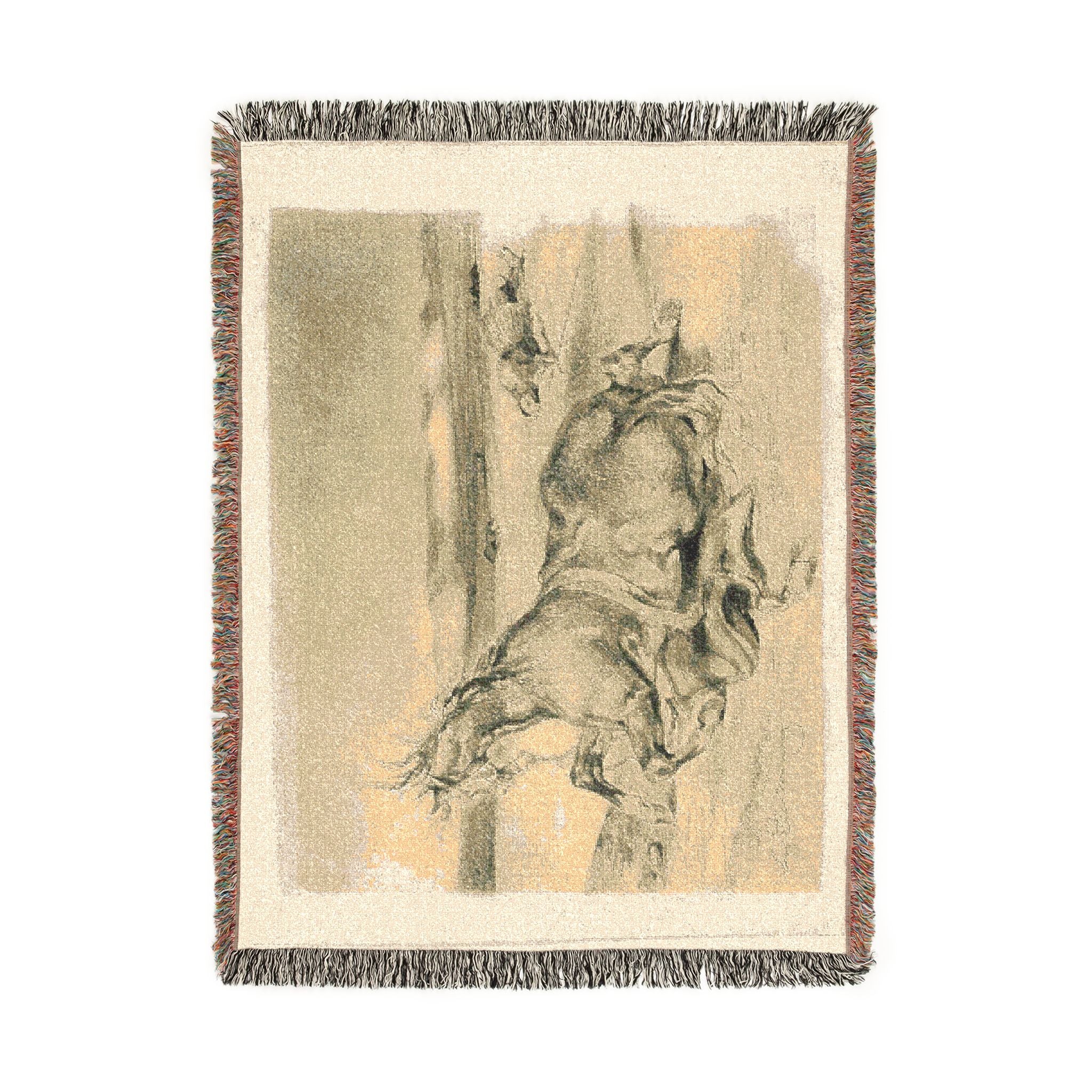 Eugène Delacroix - Fallen Horse and Dead Knight | Woven Tapestry Blanket