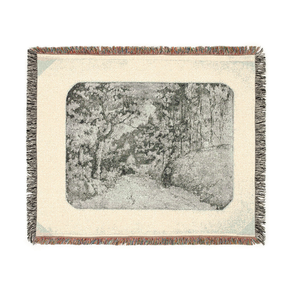 Camille Pissarro - Wooded Lane at Pontoise | Woven Tapestry Blanket