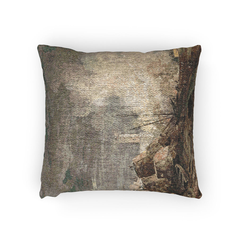 Louis Gabriel Moreau - Fire in the Port | Woven Pillow