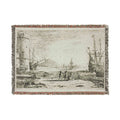 Claude Lorrain - Harbor with a Large Tower | Woven Tapestry Blanket