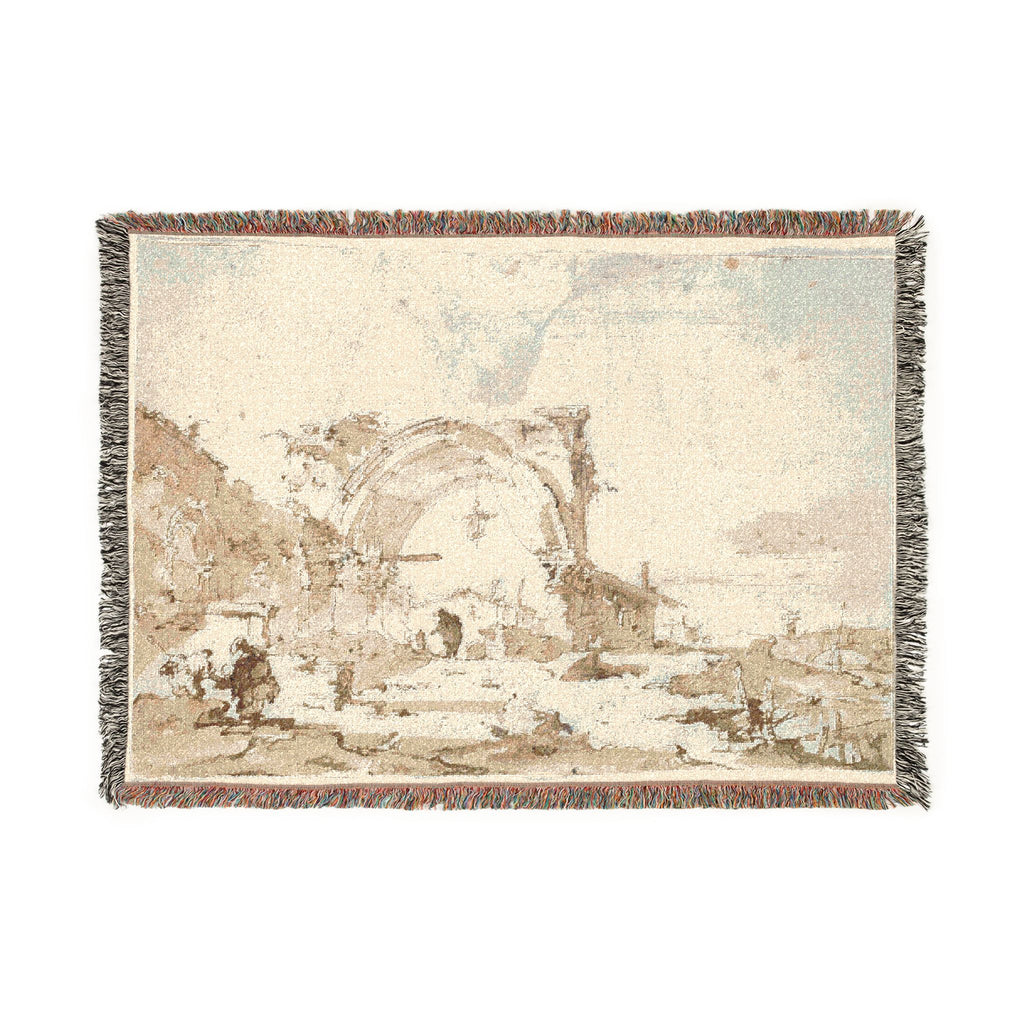 Francesco Guardi - A Capriccio with a Ruined Gothic Arch | Woven Tapestry Blanket