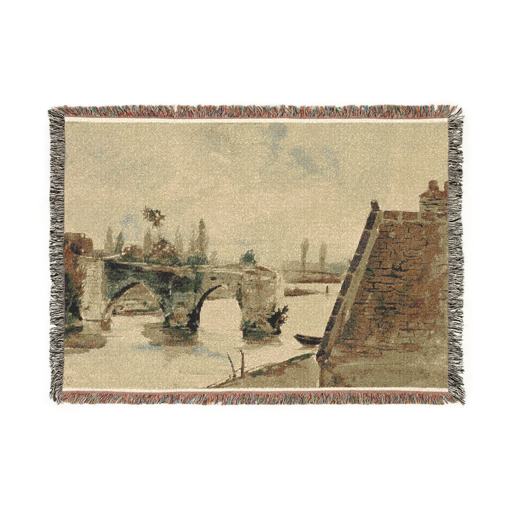 Eugène Delacroix - The Old Bridge at Mantes | Woven Tapestry Blanket