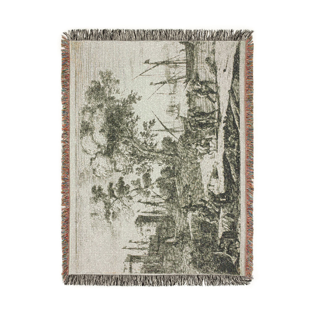 Claude Lorrain - Coast Scene with an Artist Drawing | Woven Tapestry Blanket