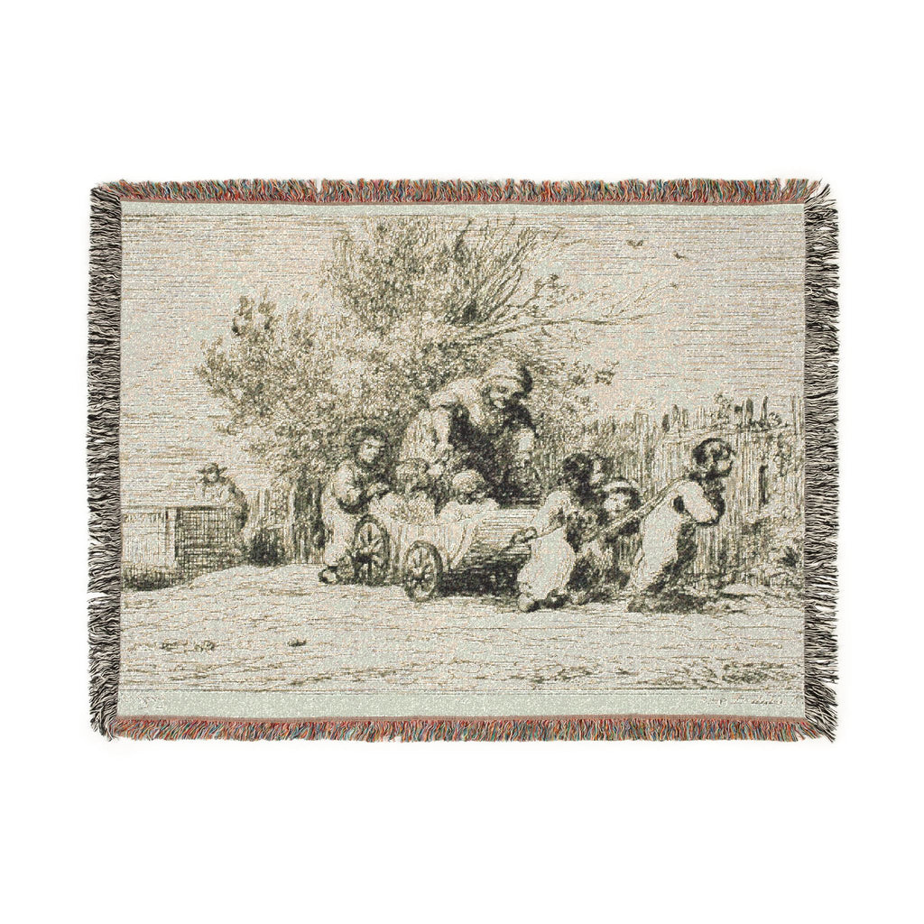 Charles François Daubigny - The Heritage of the Wagon (The Children with the Wagon) | Woven Tapestry Blanket