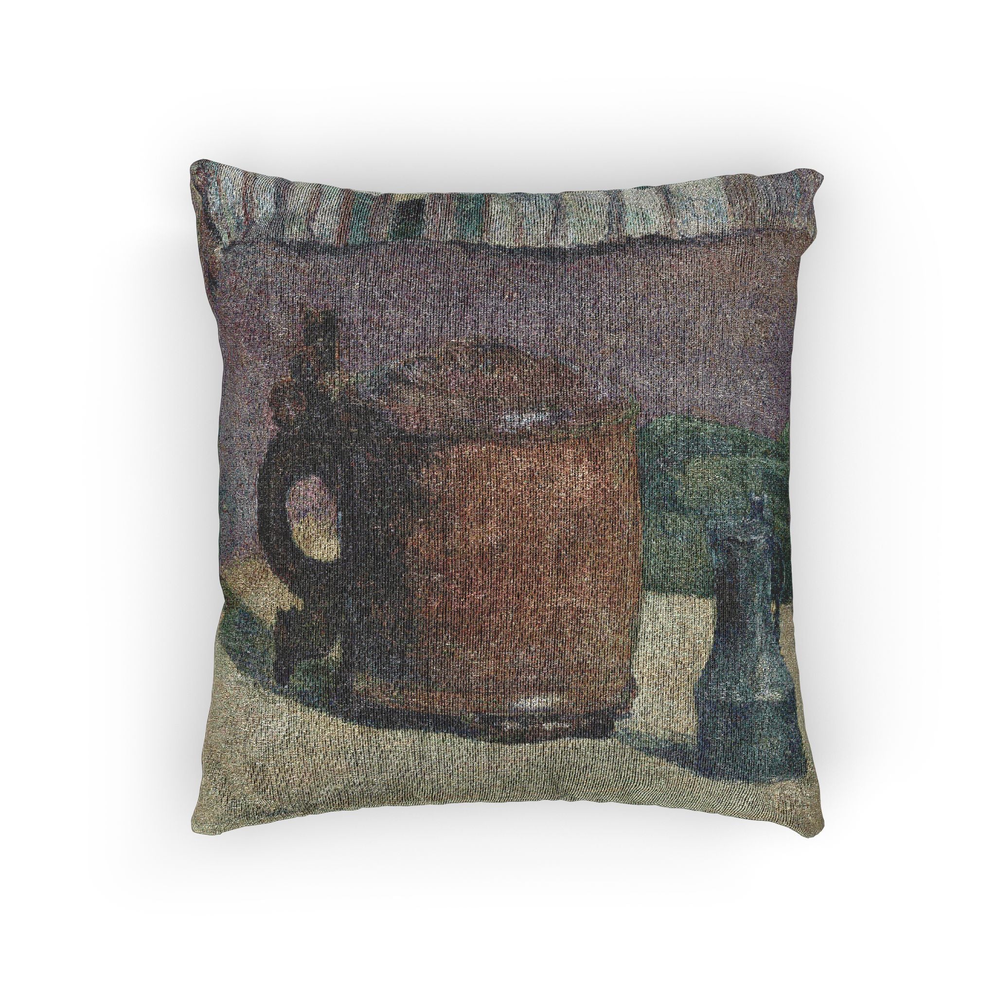 Paul Gauguin - Still Life Wood Tankard and Metal Pitcher | Woven Pillow