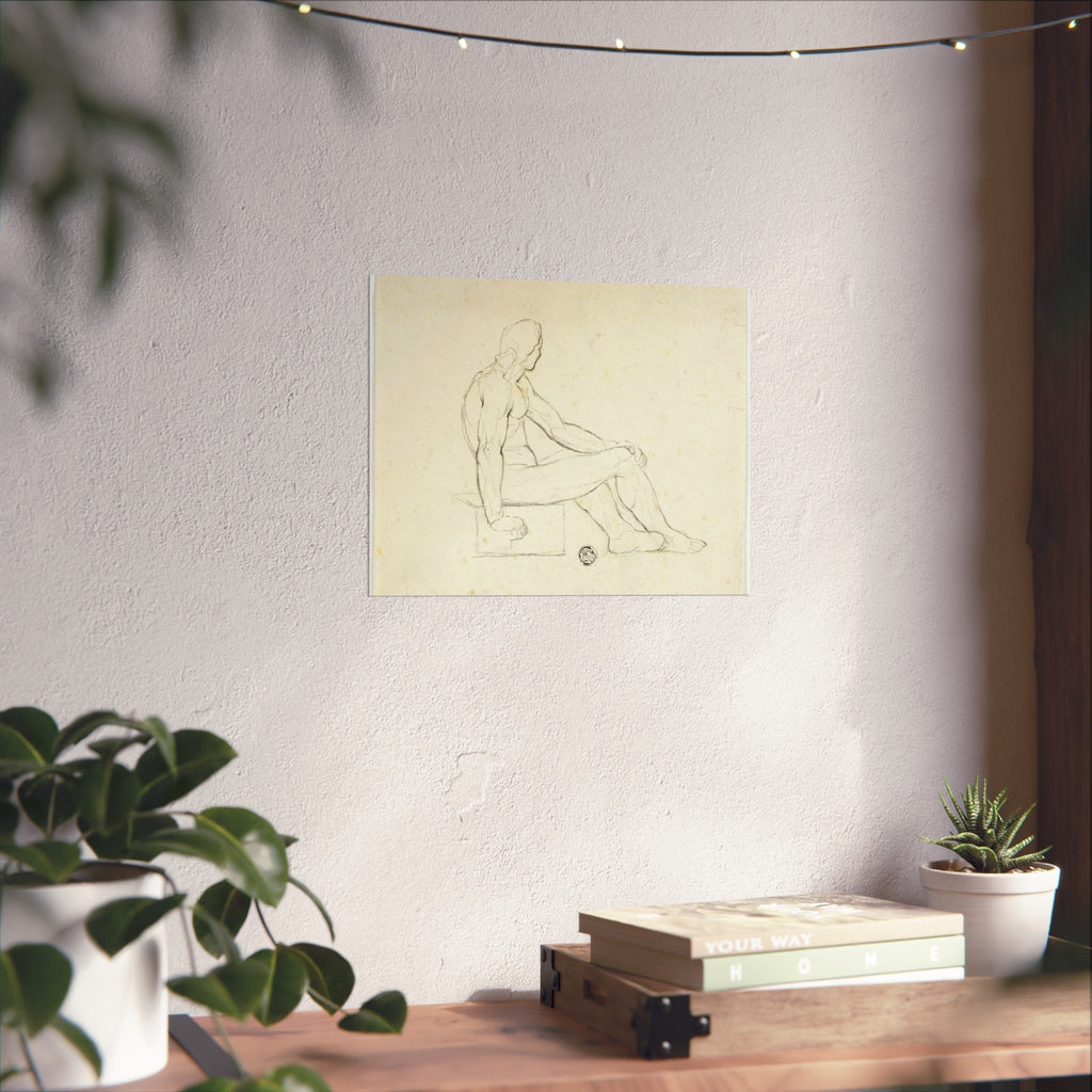 Style of Jacques Louis David - Seated Male Nude | Fine Art Poster