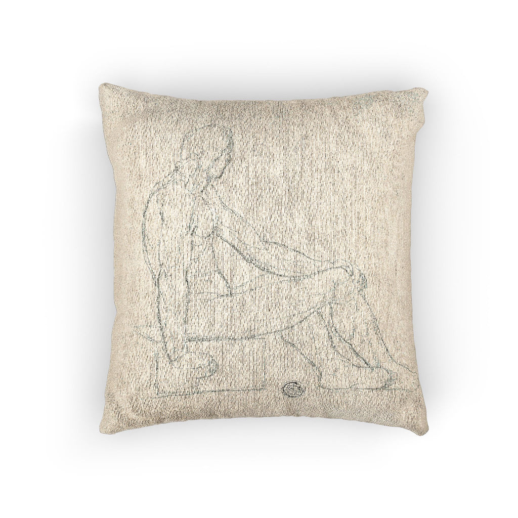 Style of Jacques Louis David - Seated Male Nude | Woven Pillow