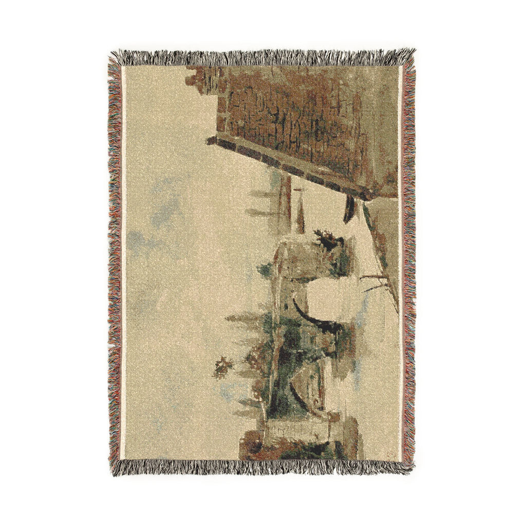 Eugène Delacroix - The Old Bridge at Mantes | Woven Tapestry Blanket