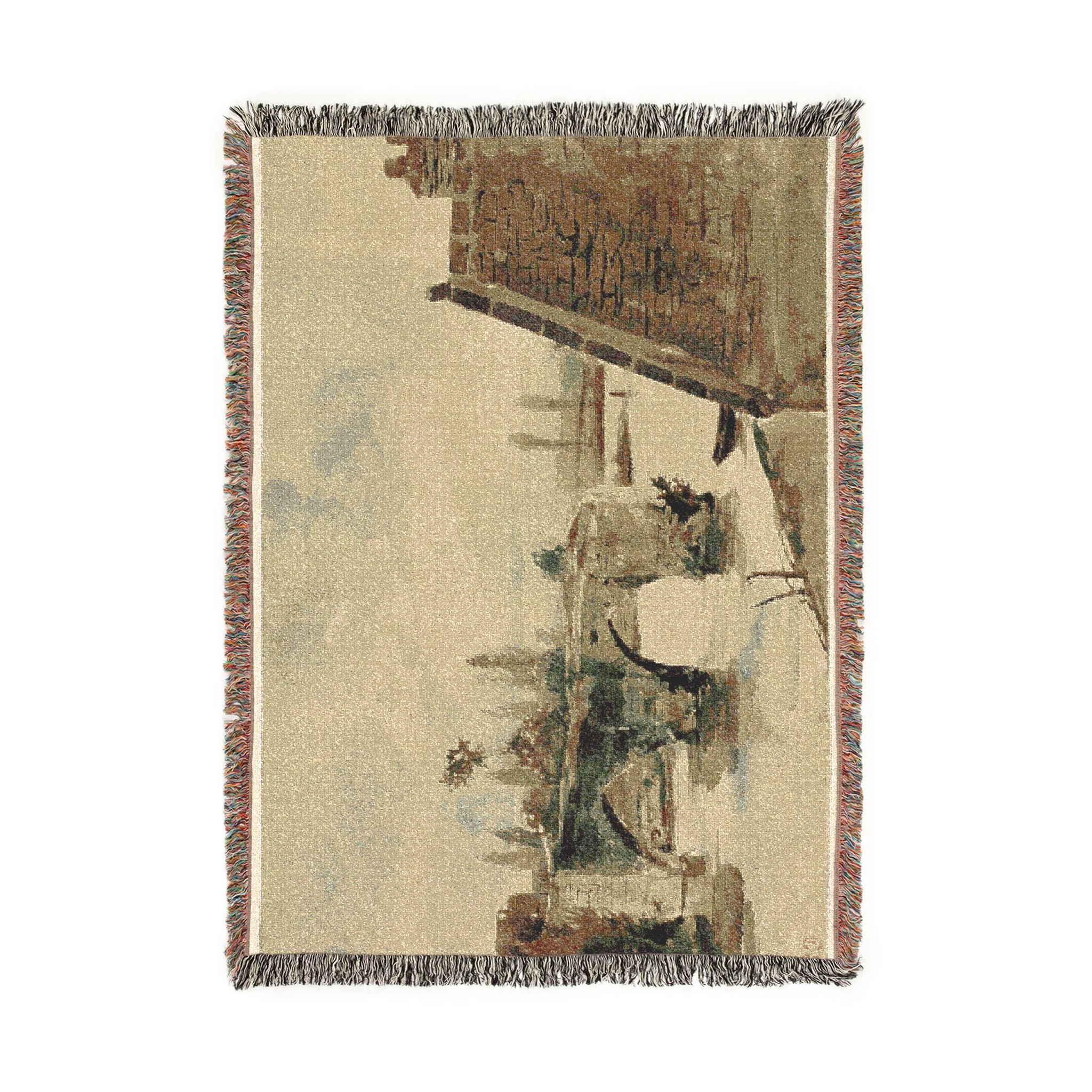 Eugène Delacroix - The Old Bridge at Mantes | Woven Tapestry Blanket
