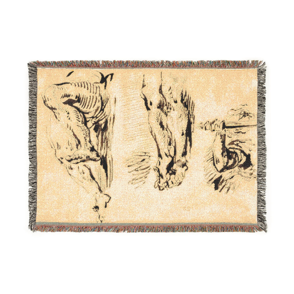 Eugène Delacroix - Study of Arms and Legs of Christ Crucified | Woven Tapestry Blanket
