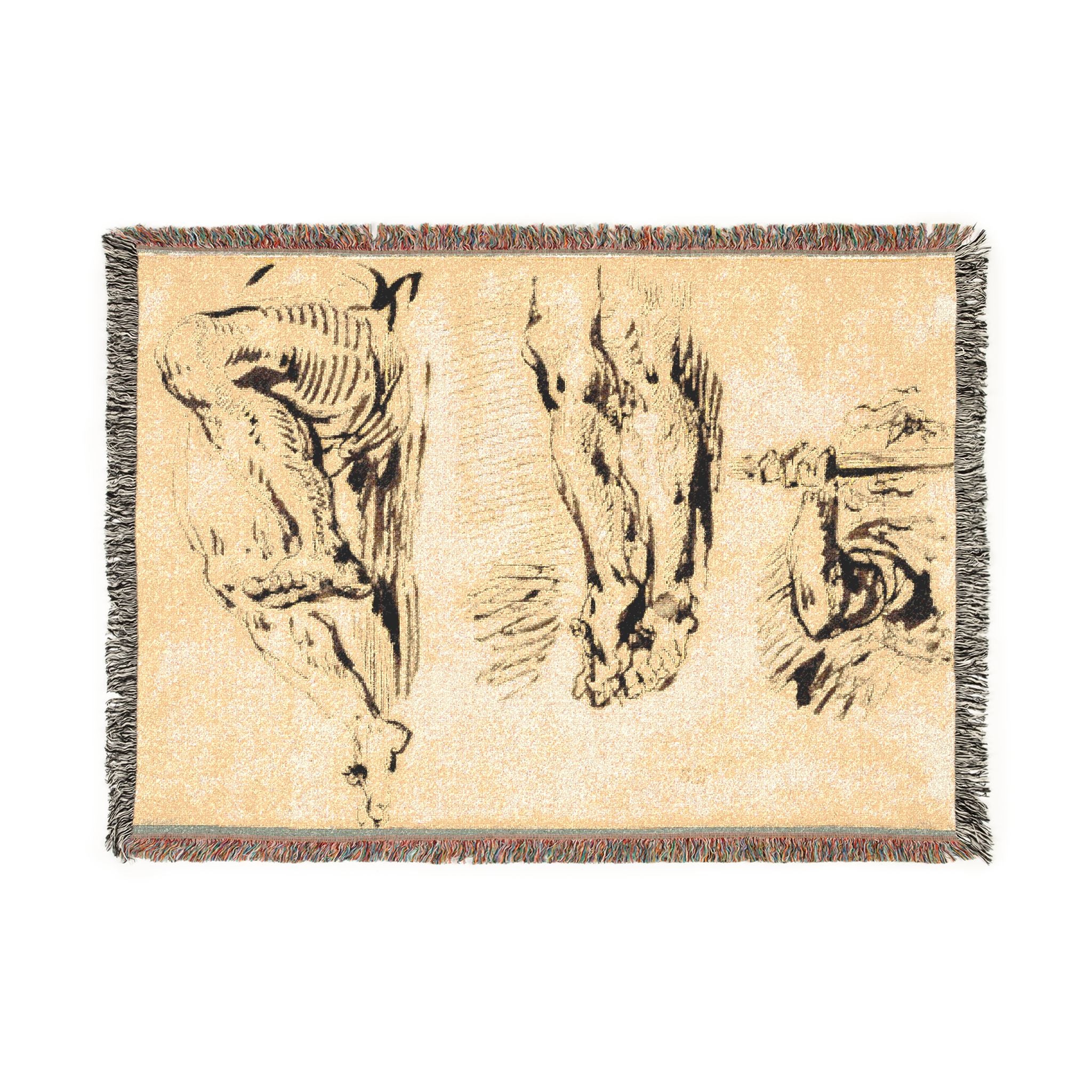 Eugène Delacroix - Study of Arms and Legs of Christ Crucified | Woven Tapestry Blanket