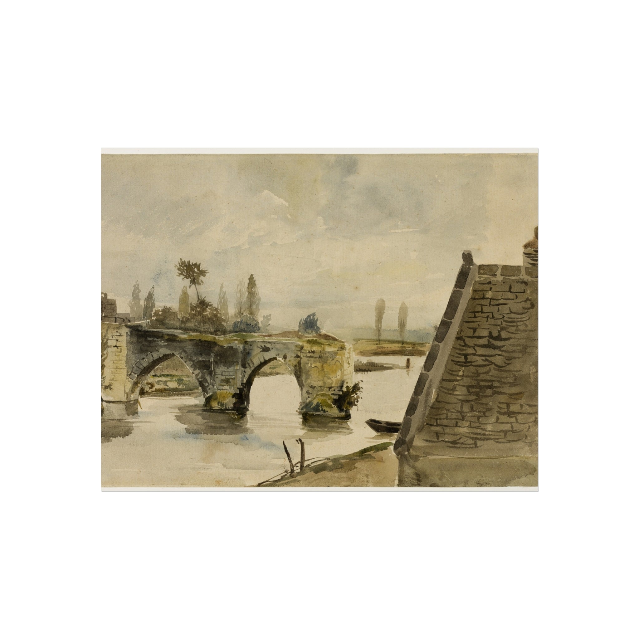 Eugène Delacroix - The Old Bridge at Mantes | Fine Art Poster