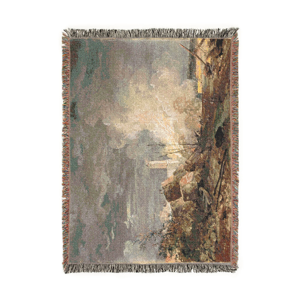 Louis Gabriel Moreau - Fire in the Port | Woven Tapestry Blanket