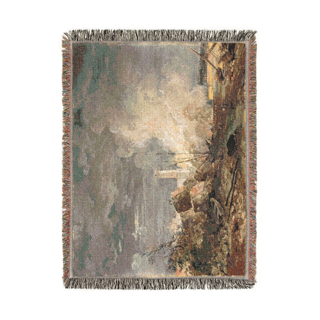 Louis Gabriel Moreau - Fire in the Port | Woven Tapestry Blanket