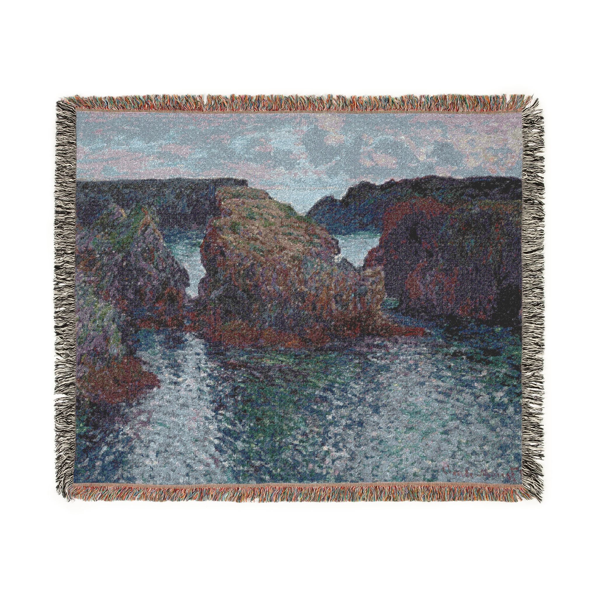 Rocks at Port-Goulphar, Belle-Île Claude Monet Tapestry Blanket