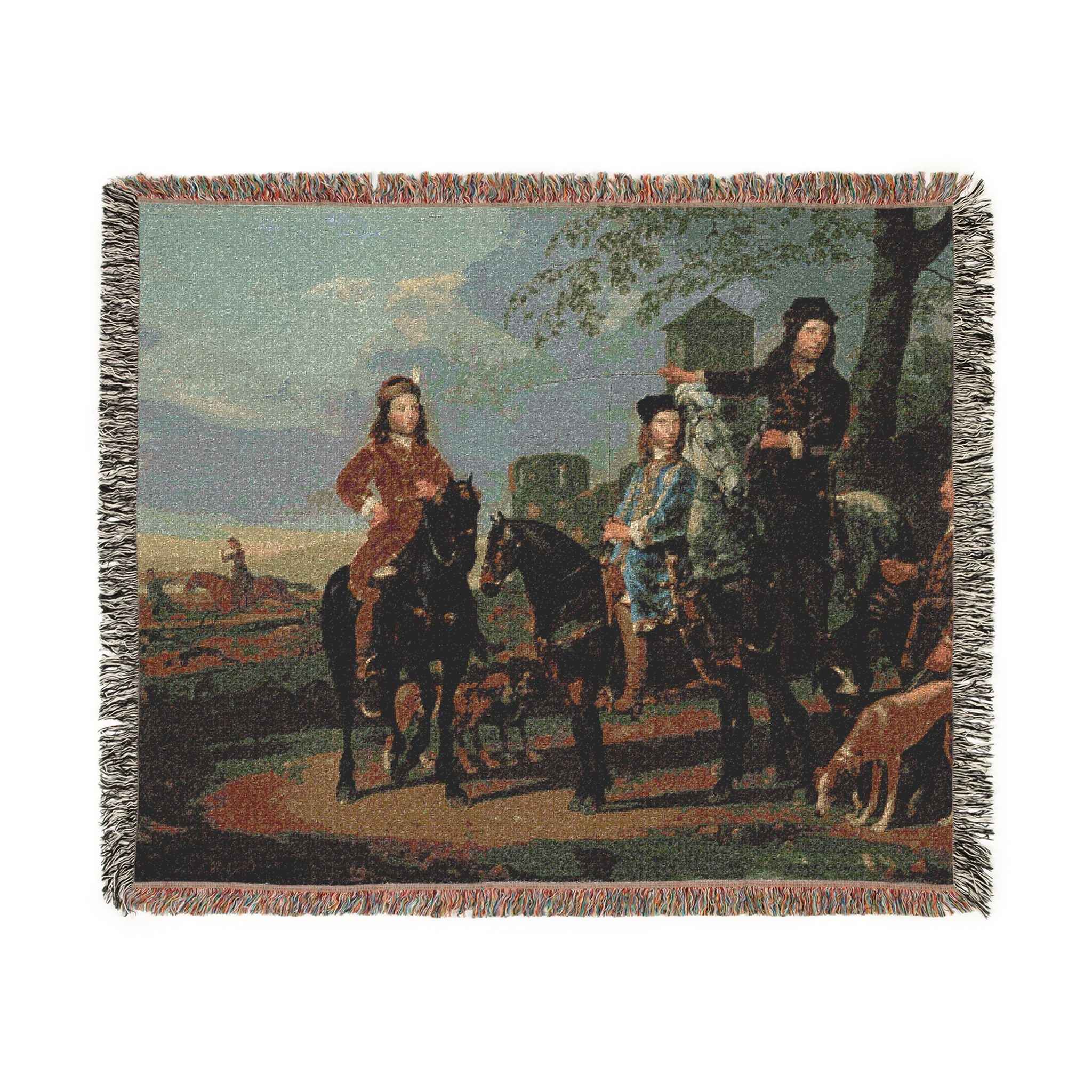 Equestrian Portrait of Cornelis (1639–1680) and Michiel Pompe van Meerdervoort (1638–1653) with Their Tutor and Coachman | Woven Tapestry Blanket