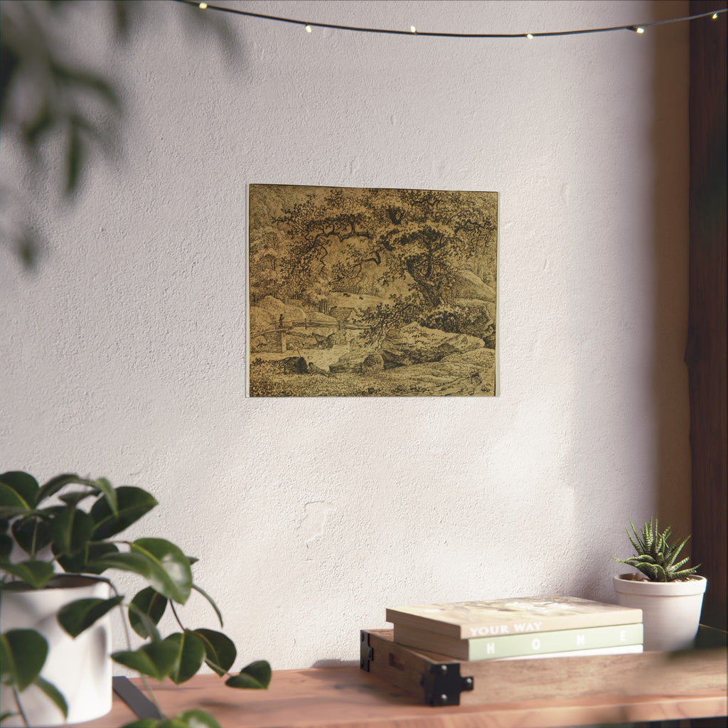 Jacob van Ruisdael - Landscape with Figure Resting Under Tree by Stream | Fine Art Poster