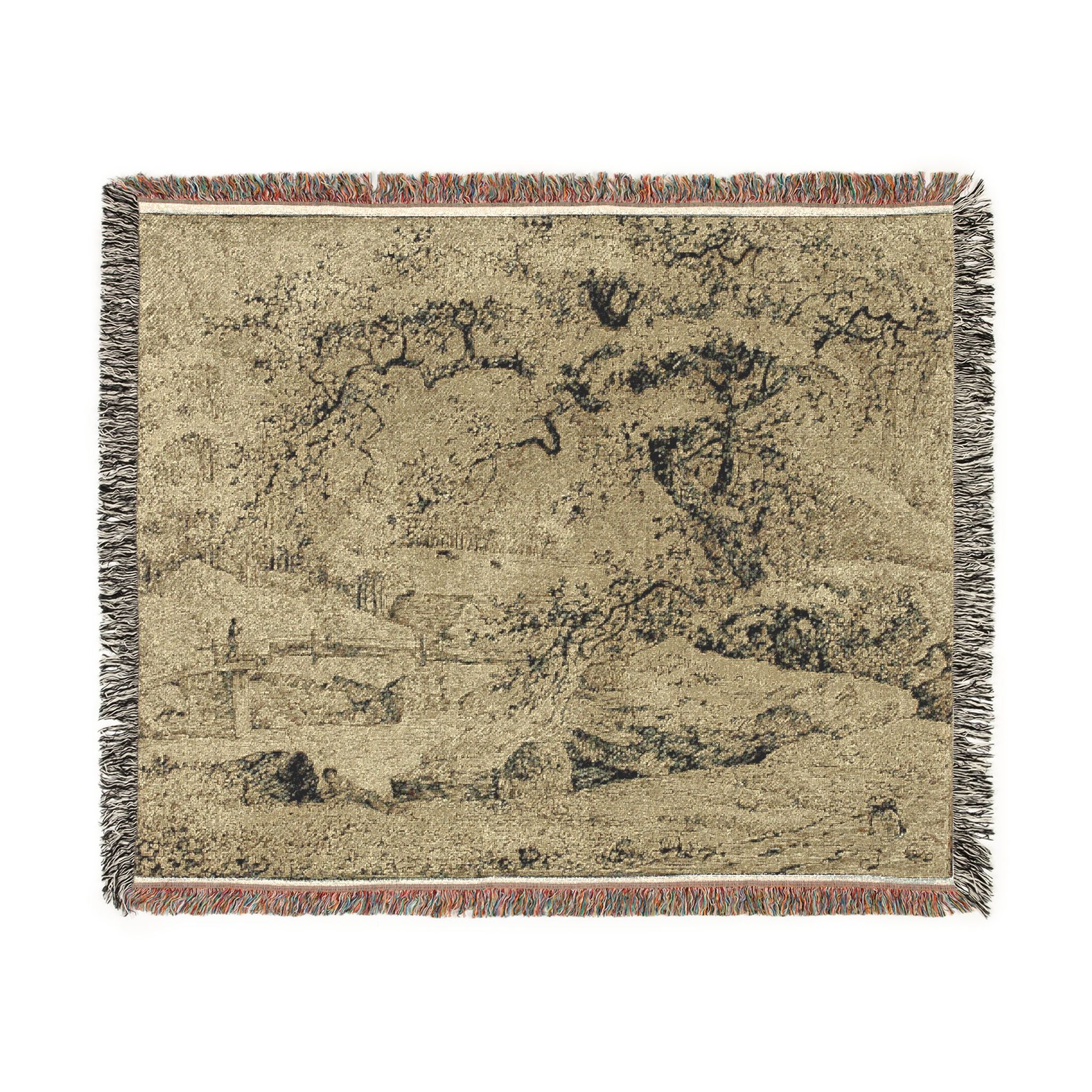 Jacob van Ruisdael - Landscape with Figure Resting Under Tree by Stream | Woven Tapestry Blanket