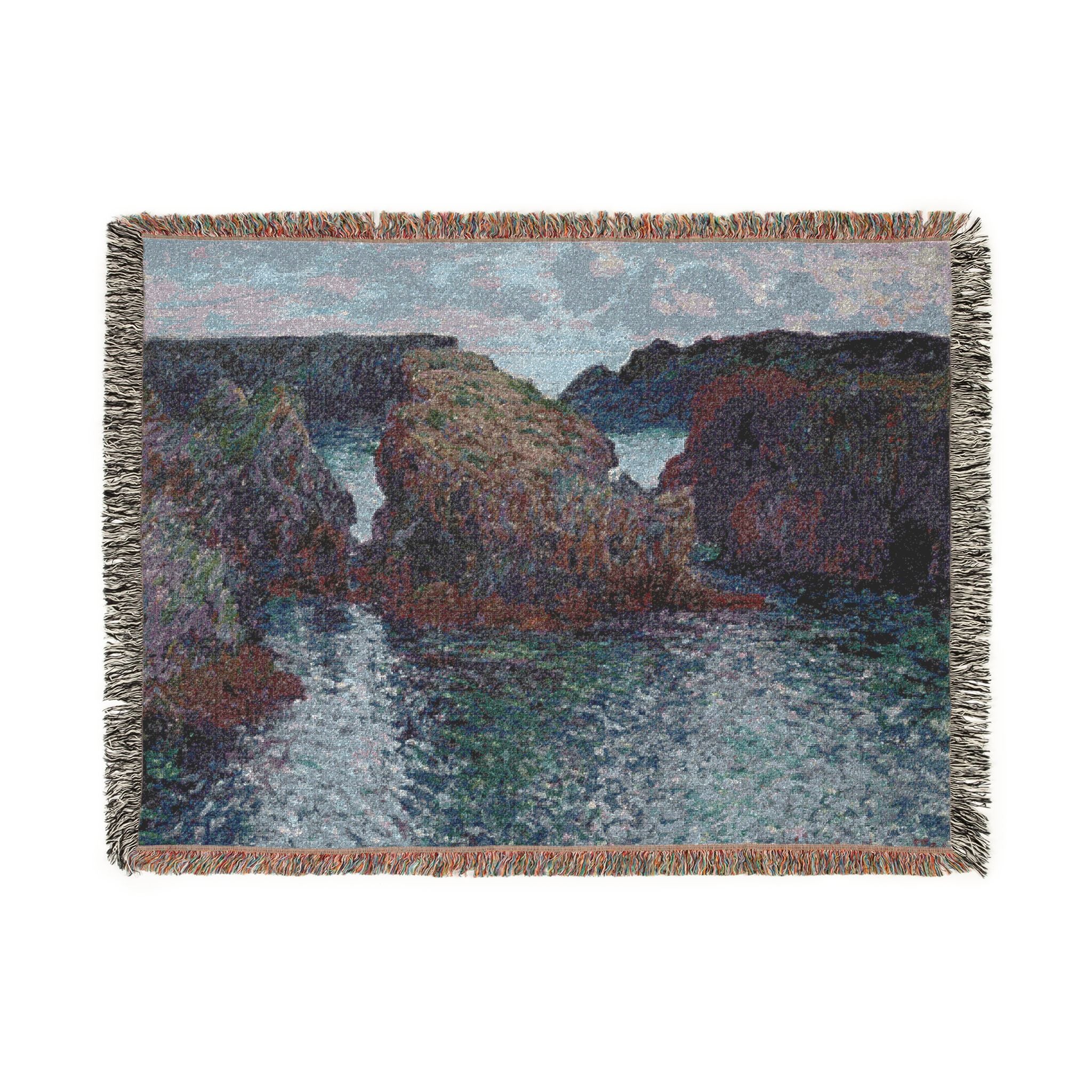 Claude Monet - Rocks at Port-Goulphar, Belle-Île | Woven Tapestry Blanket